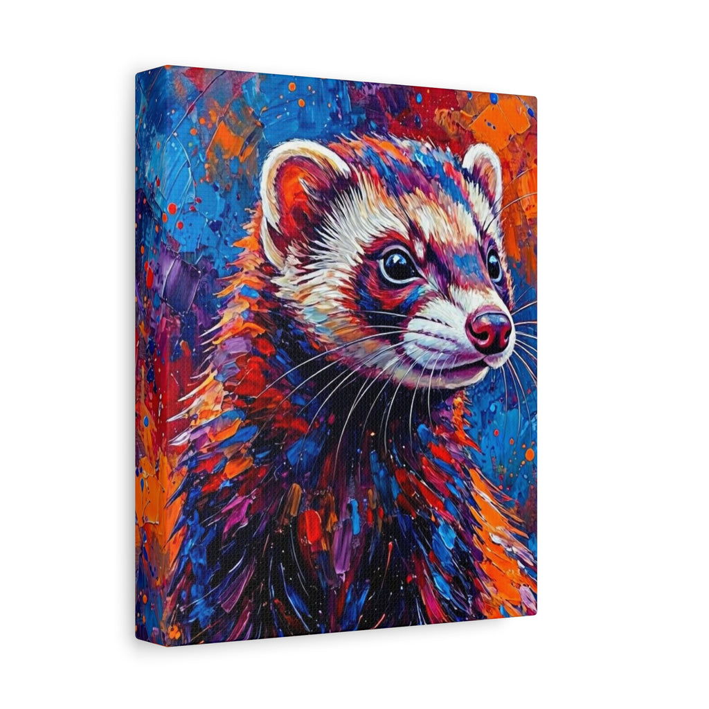 Colorful Ferret Canvas Print /Vibrant Pop-Art Animal Wall Art