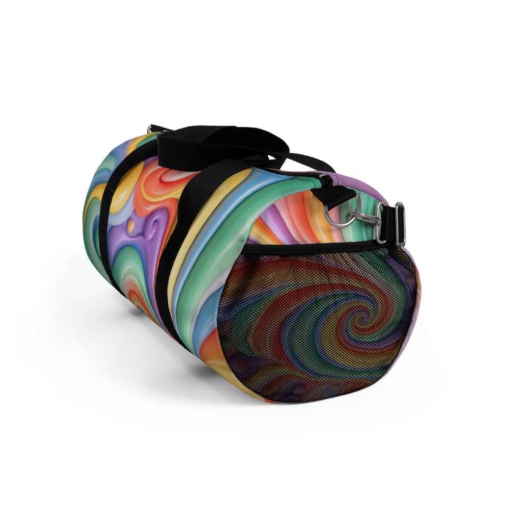 Colorful Swirl Duffel Bag — Retro Rainbow Travel & Gym Bag