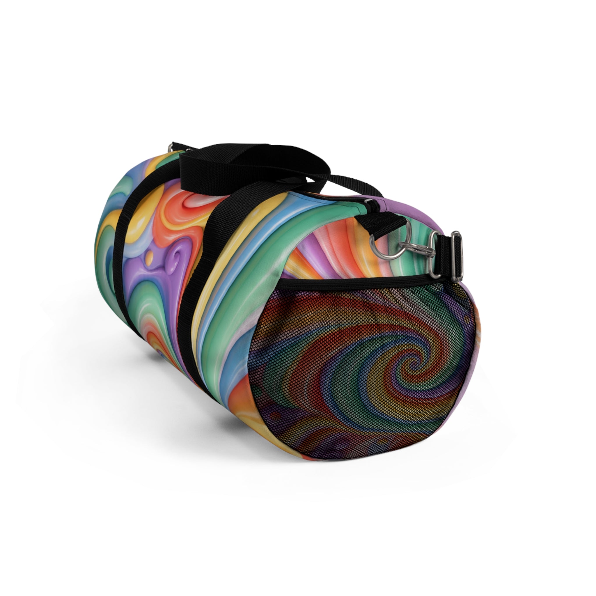 Colorful Swirl Duffel Bag — Retro Rainbow Travel & Gym Bag