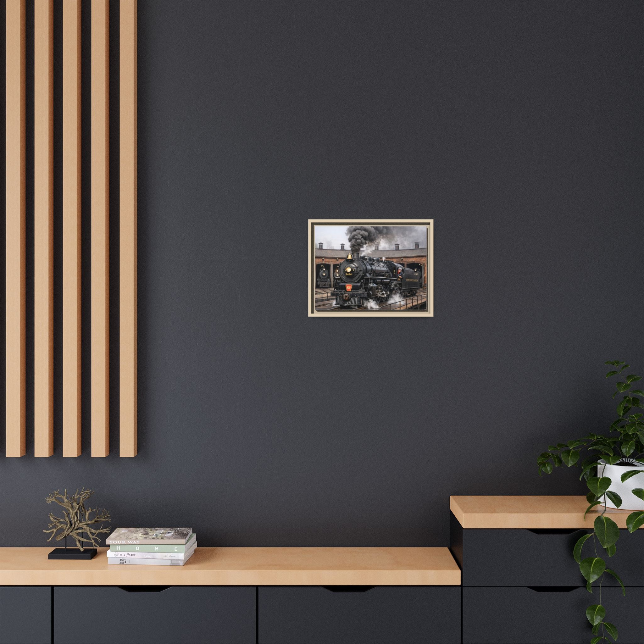 Framed Steam Train/Matte Canvas60 (Multi-color)