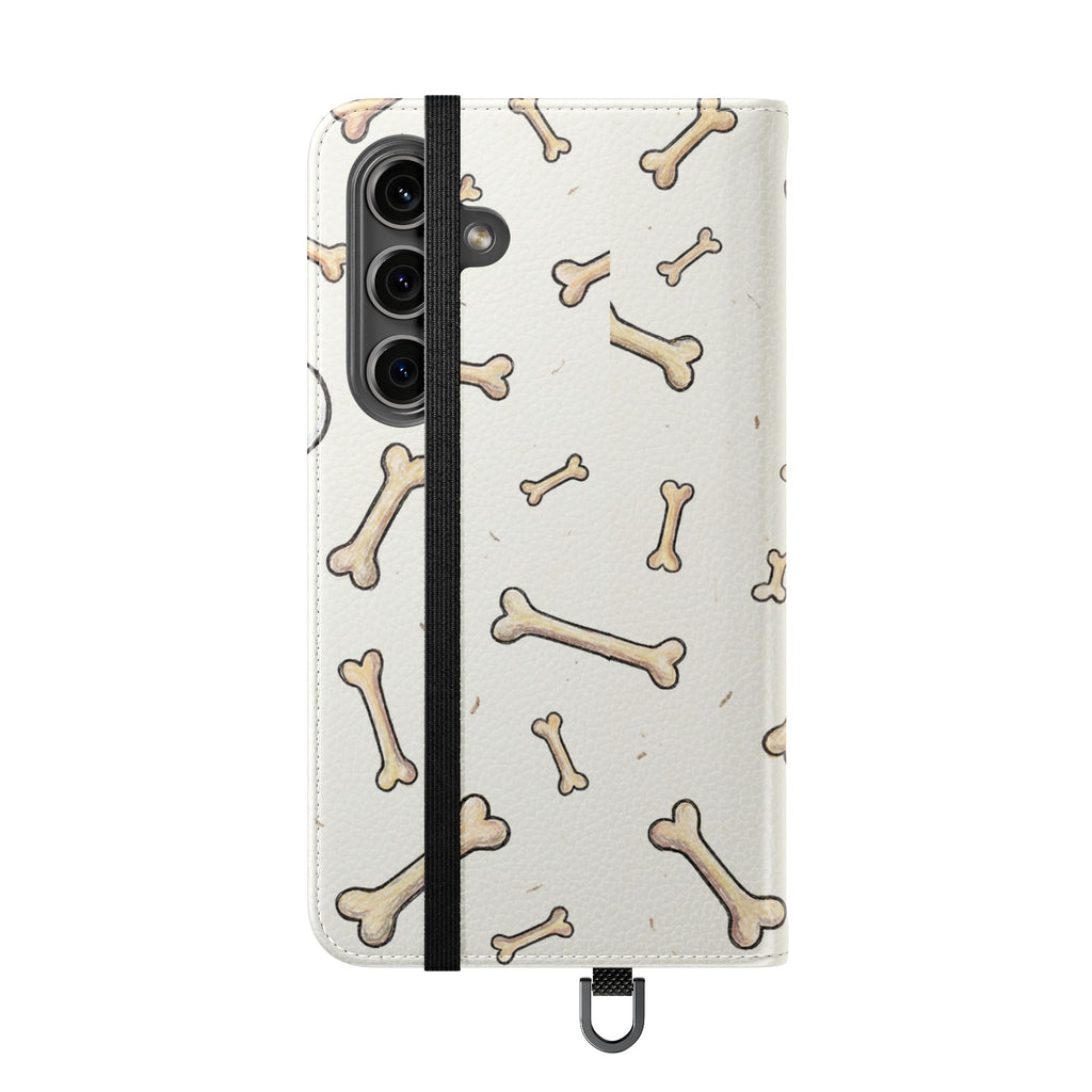 Pug & Bones Phone Flip Case / Cute Dog Wallet Cover