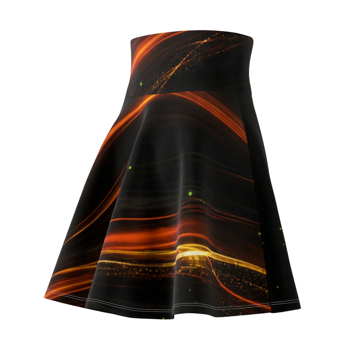 Orange Flame Skater Skirt | Molten Fire Print – High-Rise Women's Skirt