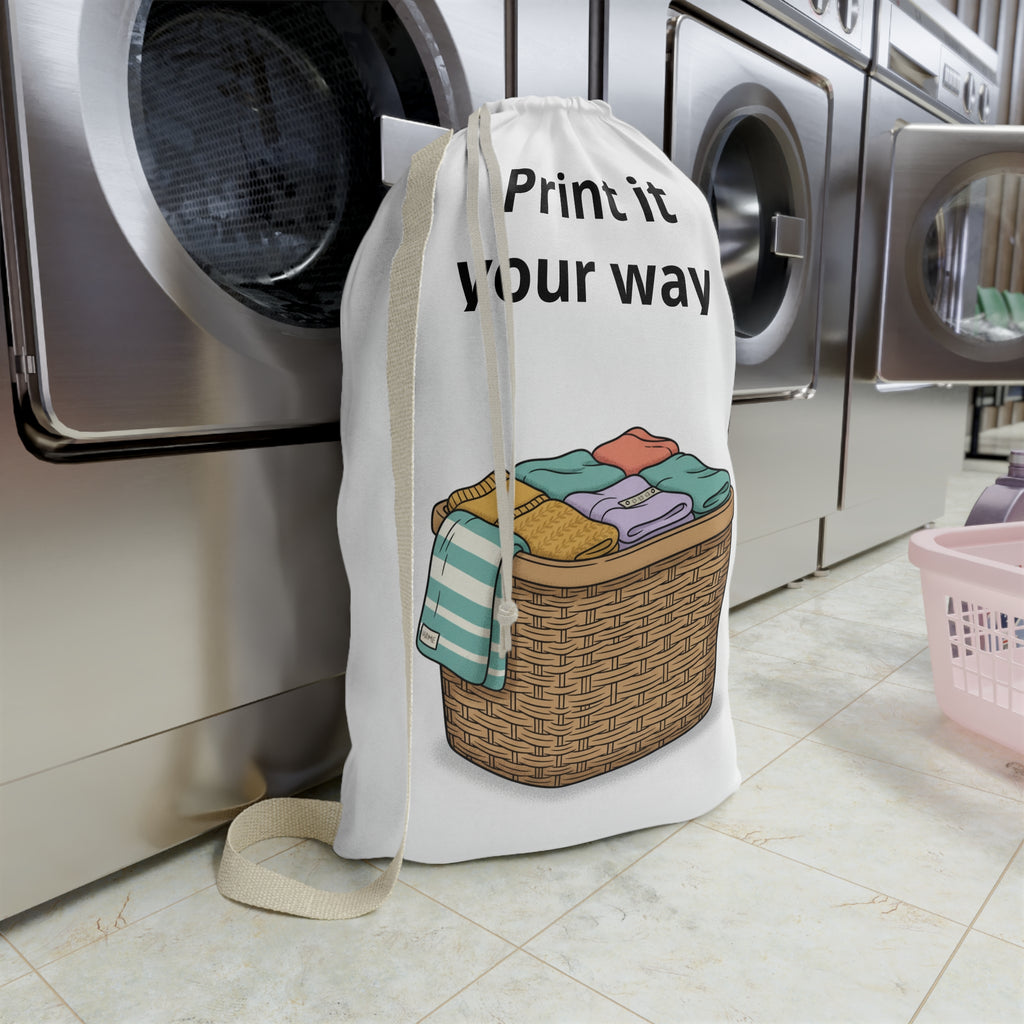 Laundry Basket Illustration Laundry Bag | Printed Canvas Laundry Sack