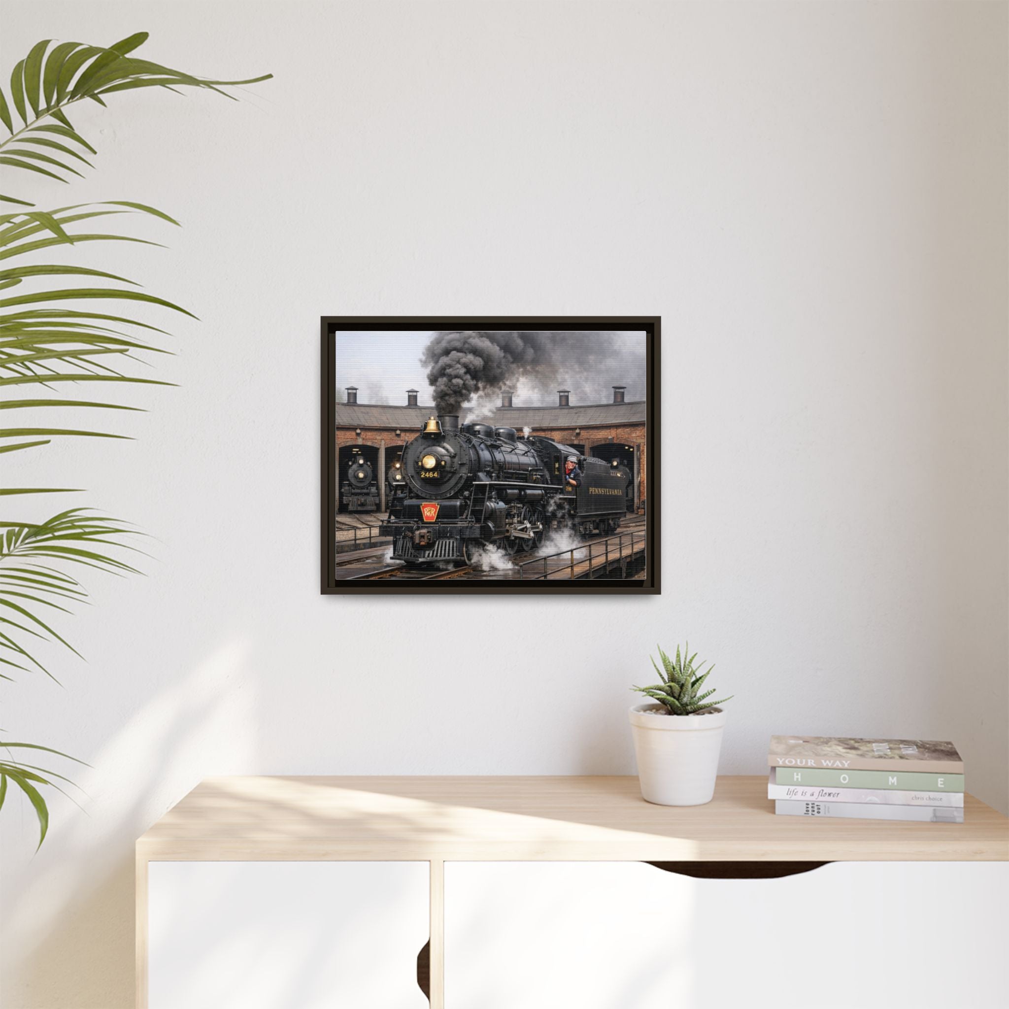 Framed Steam Train/Matte Canvas60 (Multi-color)