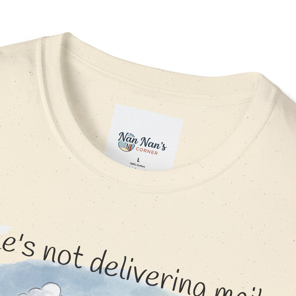 T‑Shirt – "She’s not delivering mail, she’s delivering a little wind" Cute Postal Worker Illustration Tee