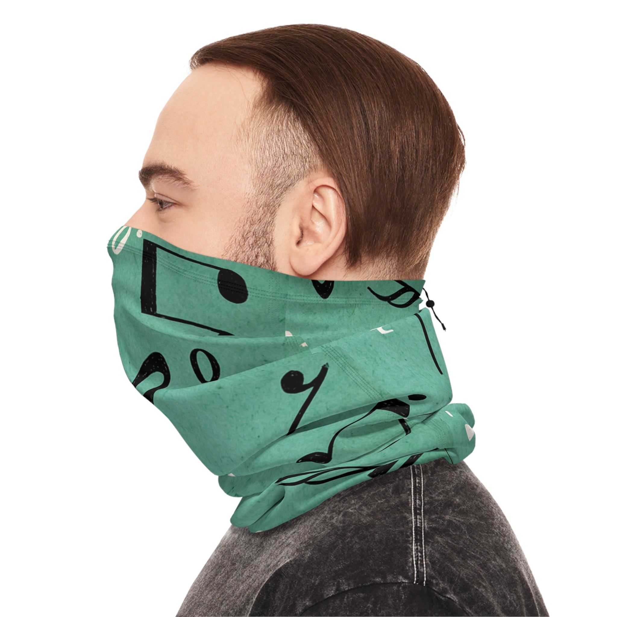 Music Notes Neck Gaiter | Winter Neck Gaiter With Drawstring