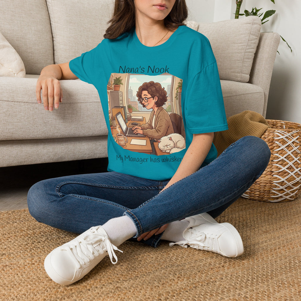 T-Shirt / "Nana's Nook: My Manager Has Whiskers" Cozy Grandma Cat Lover Tee