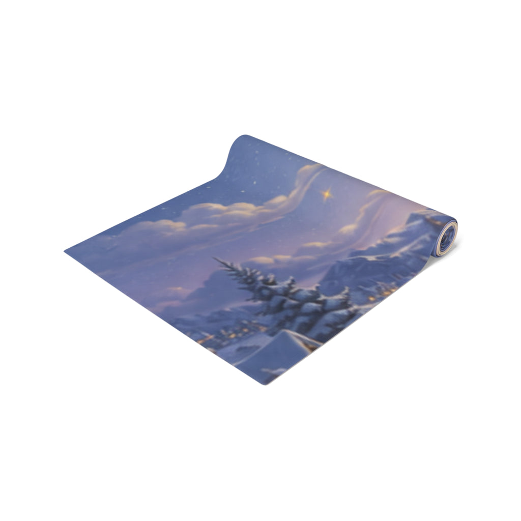 Santa and Reindeer Moonlit Scene Table Runner