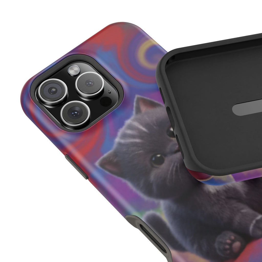 Kawaii Gray Kitten phone case | Impact-Resistant Case