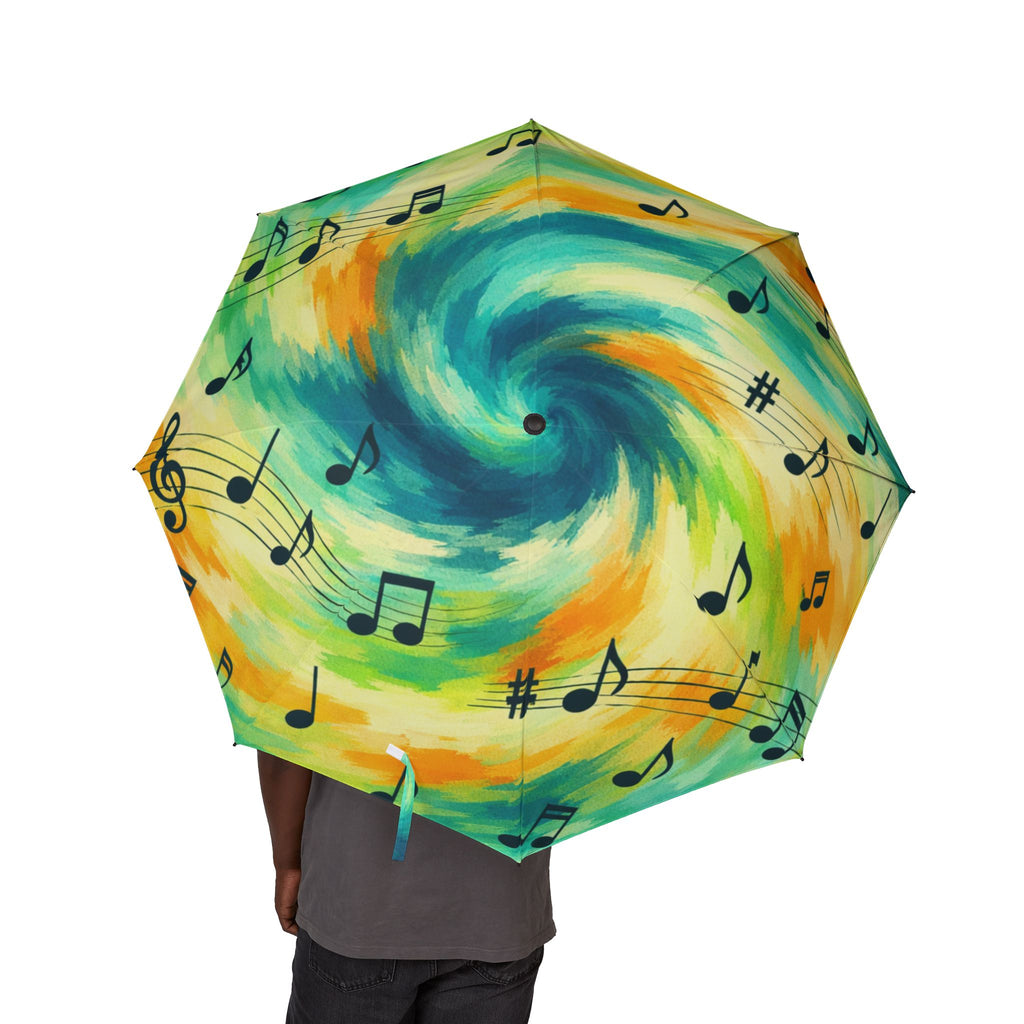 Musical Notes Swirl Umbrella | Colorful Music Pattern Foldable Umbrella