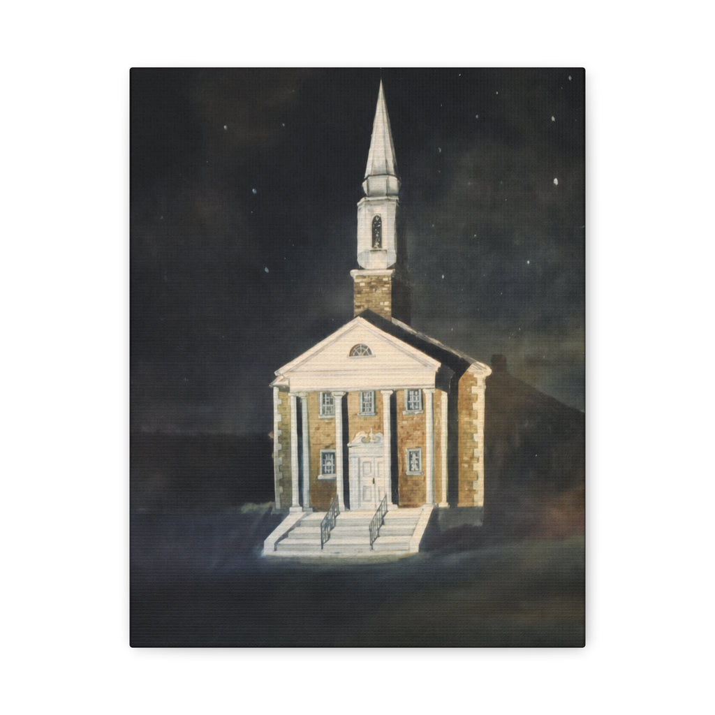 Nighttime Church Painting/ Matte Canvas