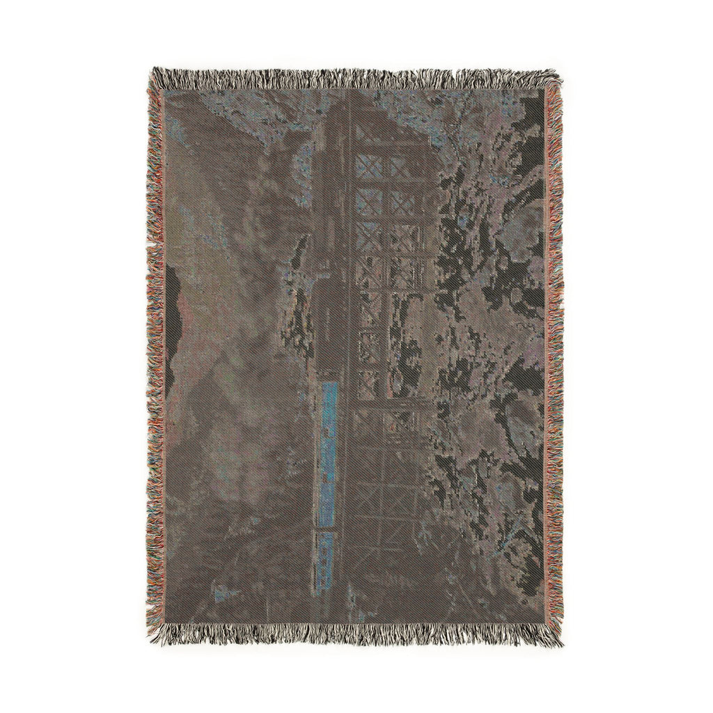 Mountain Train Landscape Woven Blanket | Scenic River Throw