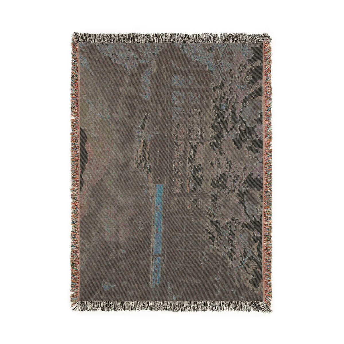 Mountain Train Landscape Woven Blanket | Scenic River Throw