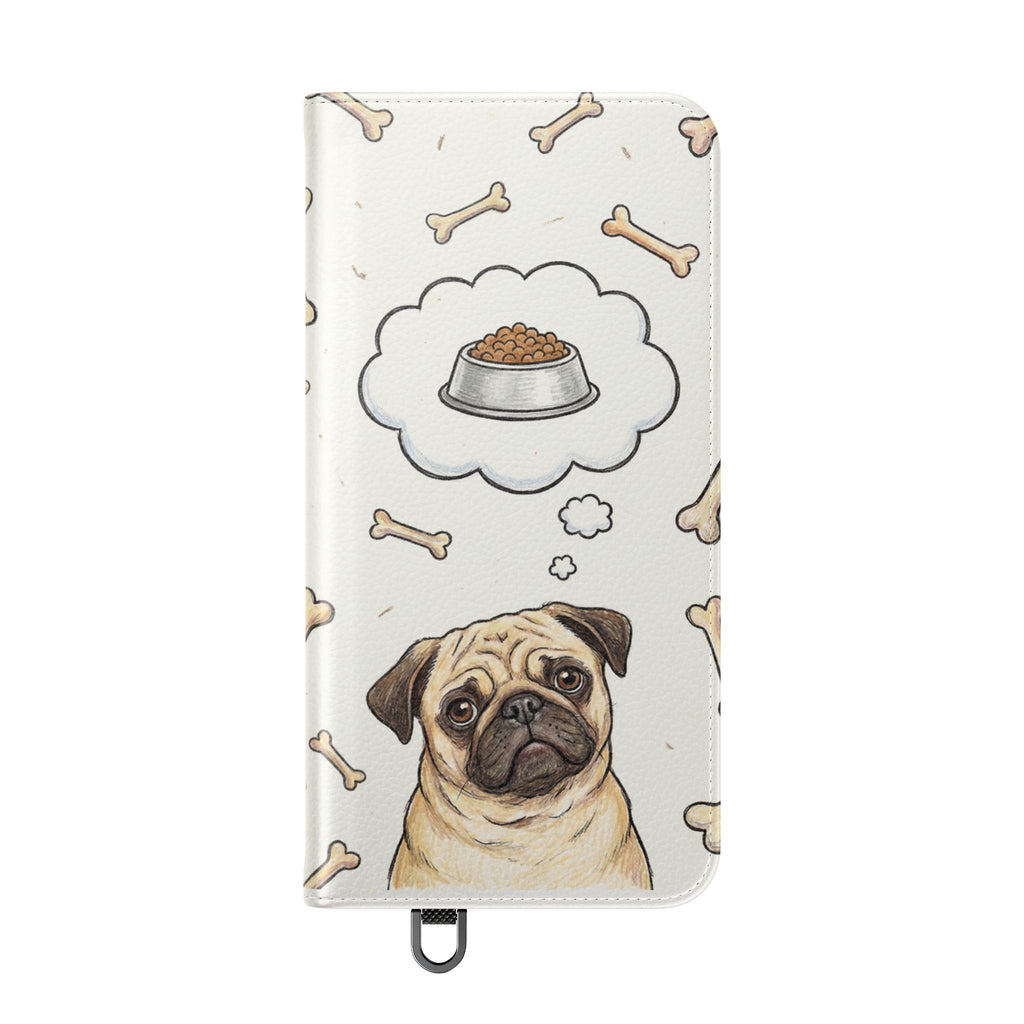 Pug & Bones Phone Flip Case / Cute Dog Wallet Cover