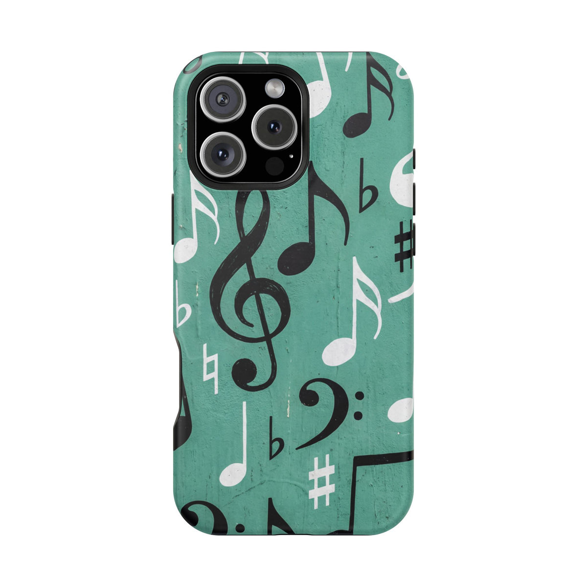 Teal Music Notes Phone Case | Impact-Resistant Case