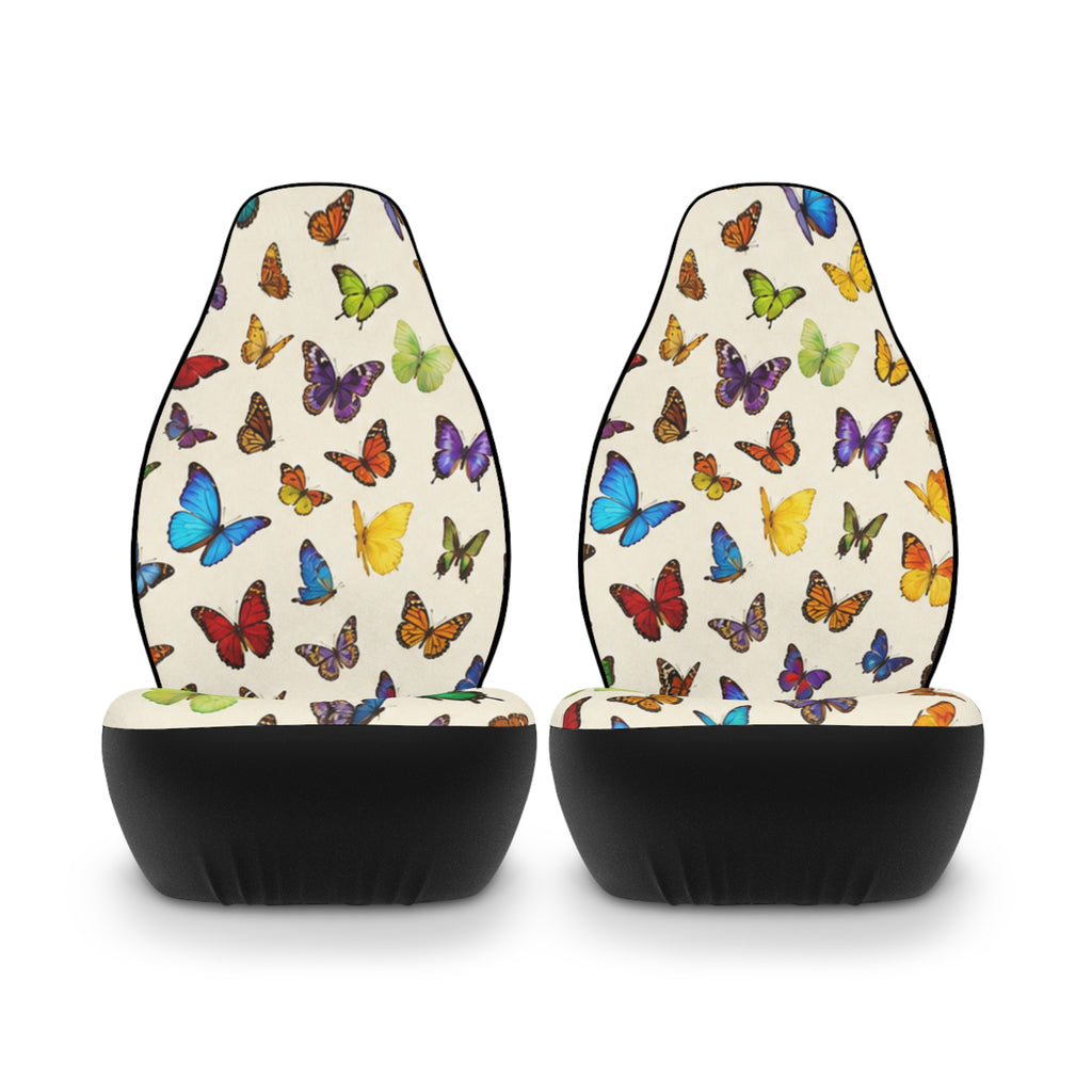 Colorful Butterfly Pattern Polyester Car Seat Covers | White Background
