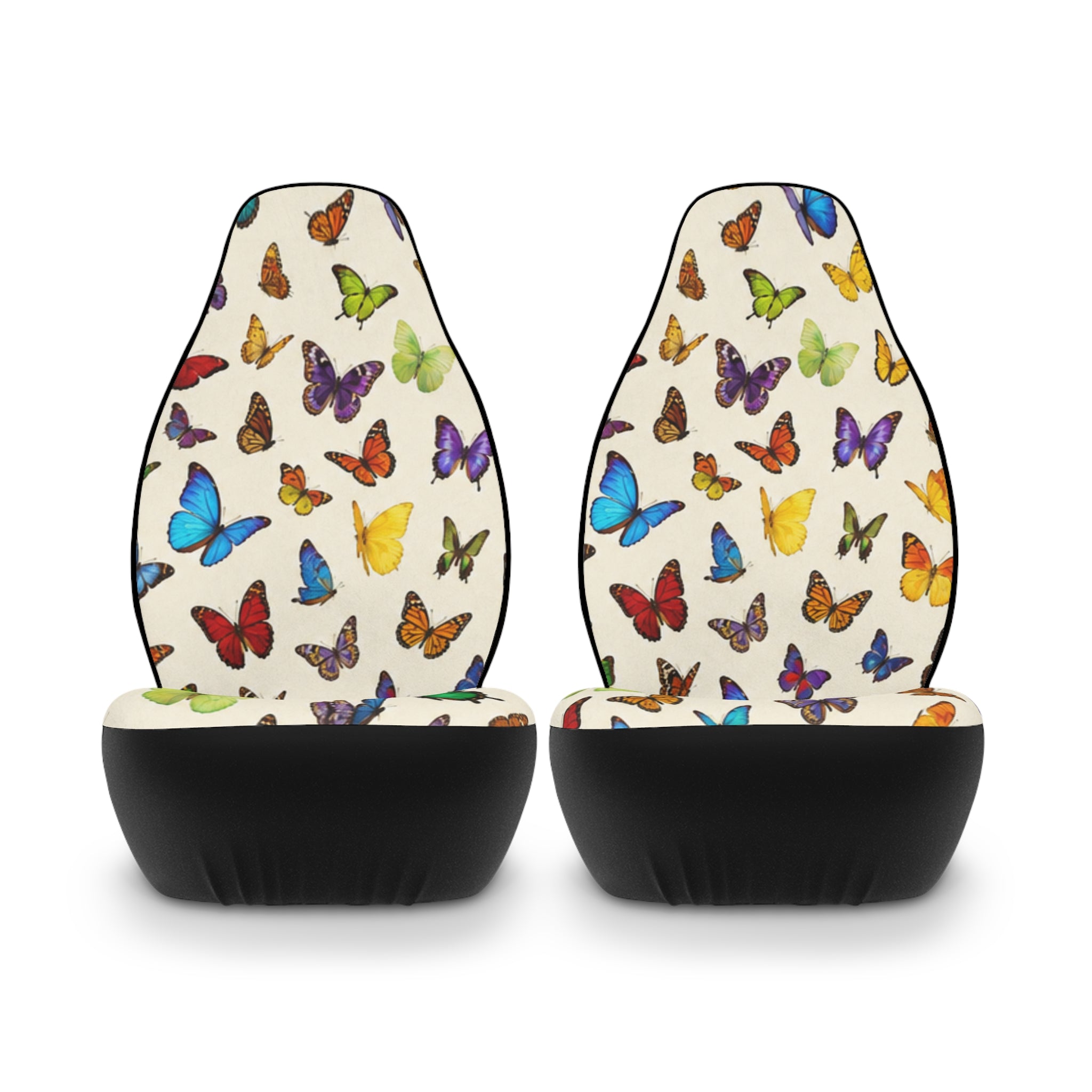 Colorful Butterfly Pattern Polyester Car Seat Covers | White Background
