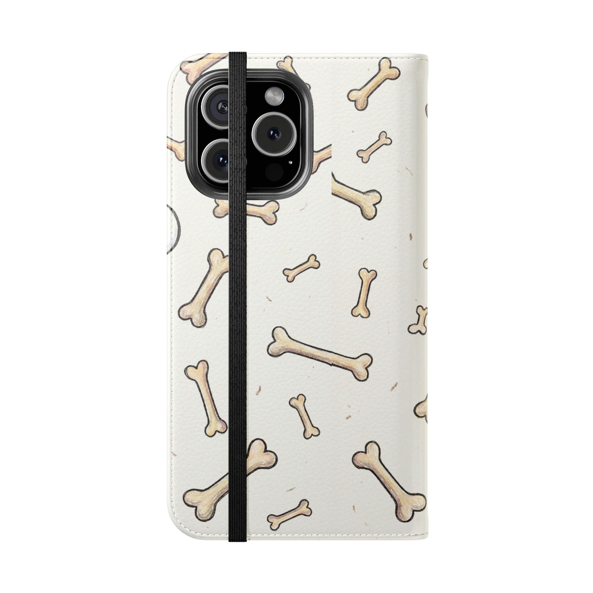 Pug & Bones Phone Flip Case / Cute Dog Wallet Cover