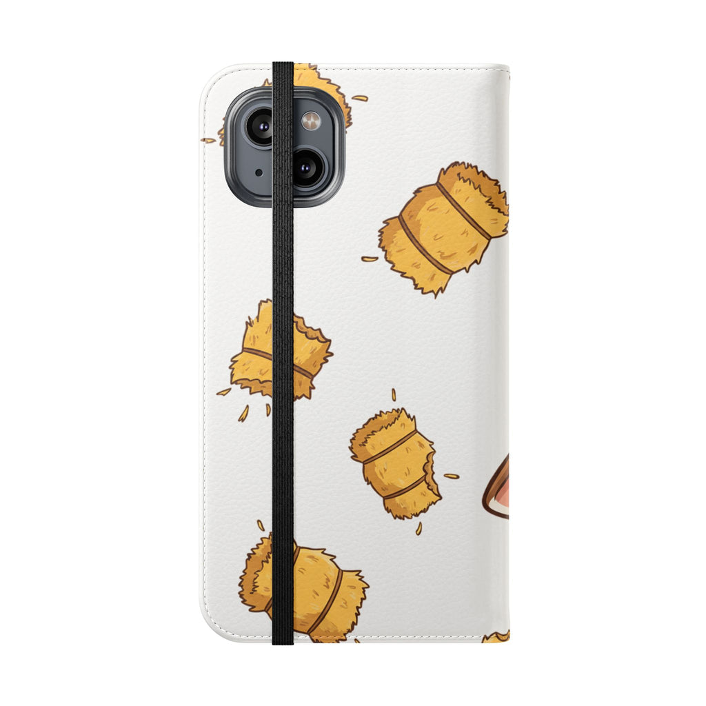 Cow & Hay Pattern Flip Case/ Cute Farm Animal Phone Wallet