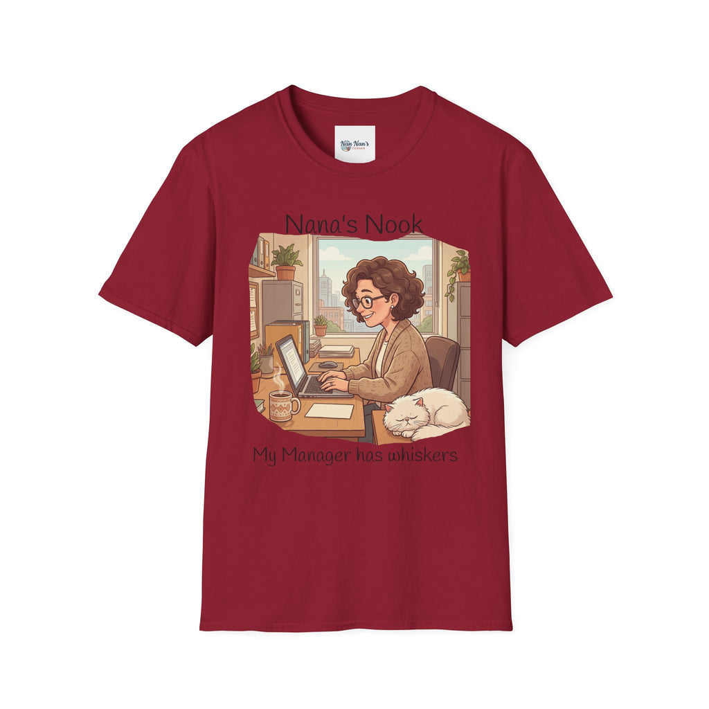 T-Shirt / "Nana's Nook: My Manager Has Whiskers" Cozy Grandma Cat Lover Tee