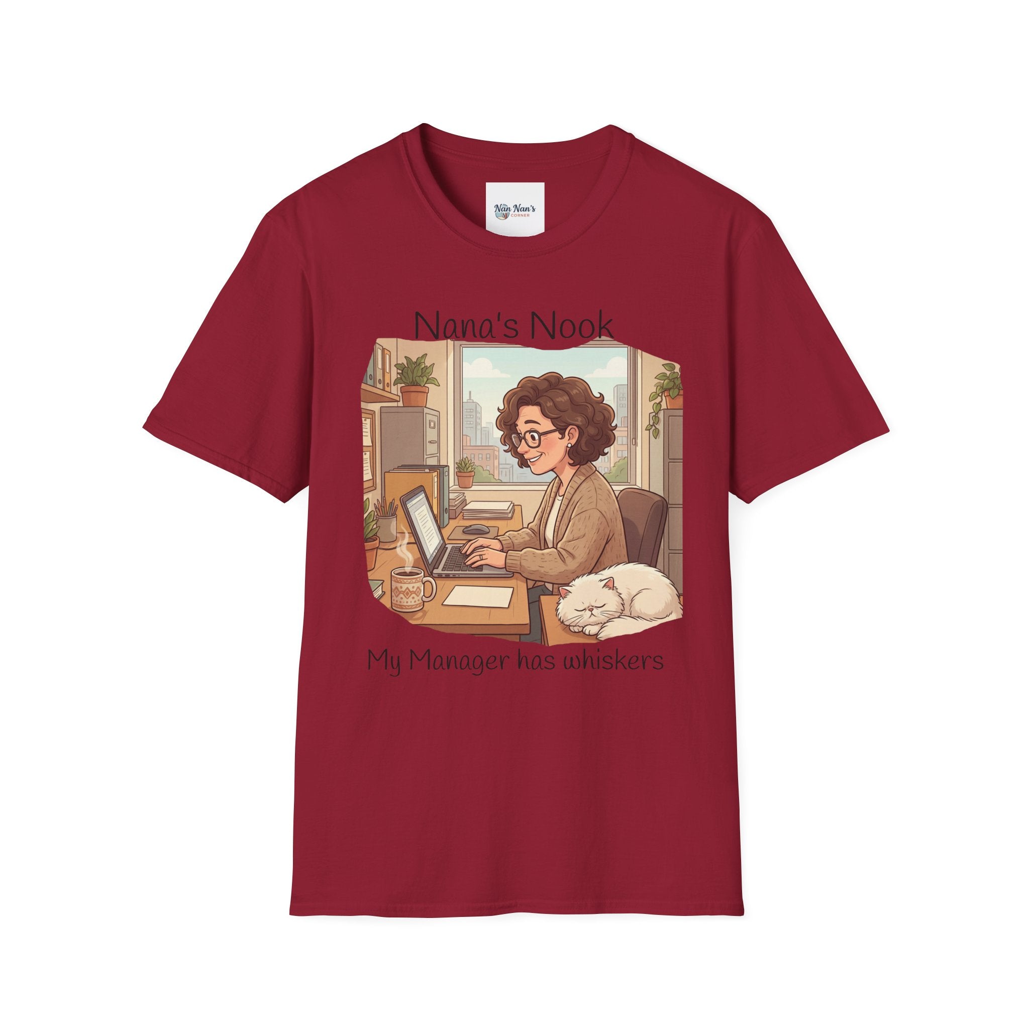T-Shirt / "Nana's Nook: My Manager Has Whiskers" Cozy Grandma Cat Lover Tee