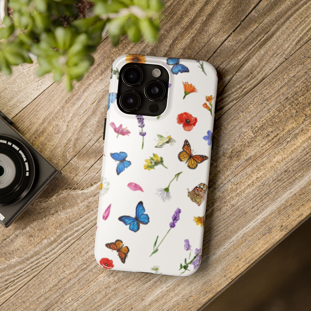 Butterfly Meadow Tough Phone Case / Floral Protective Phone Cover