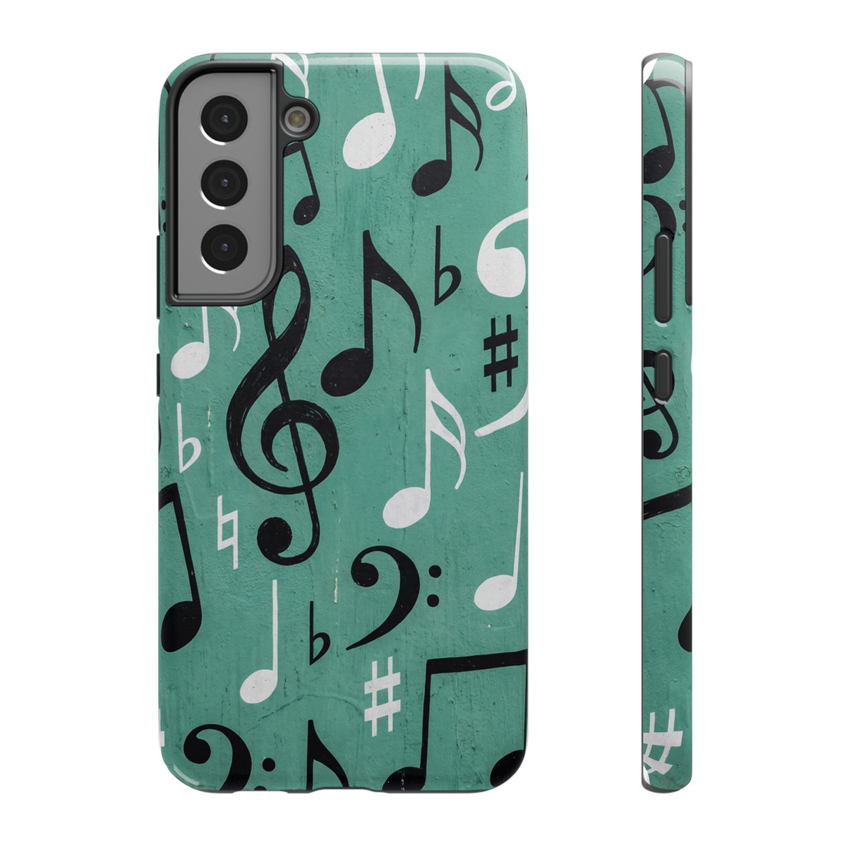 Teal Music Notes Phone Case | Impact-Resistant Case