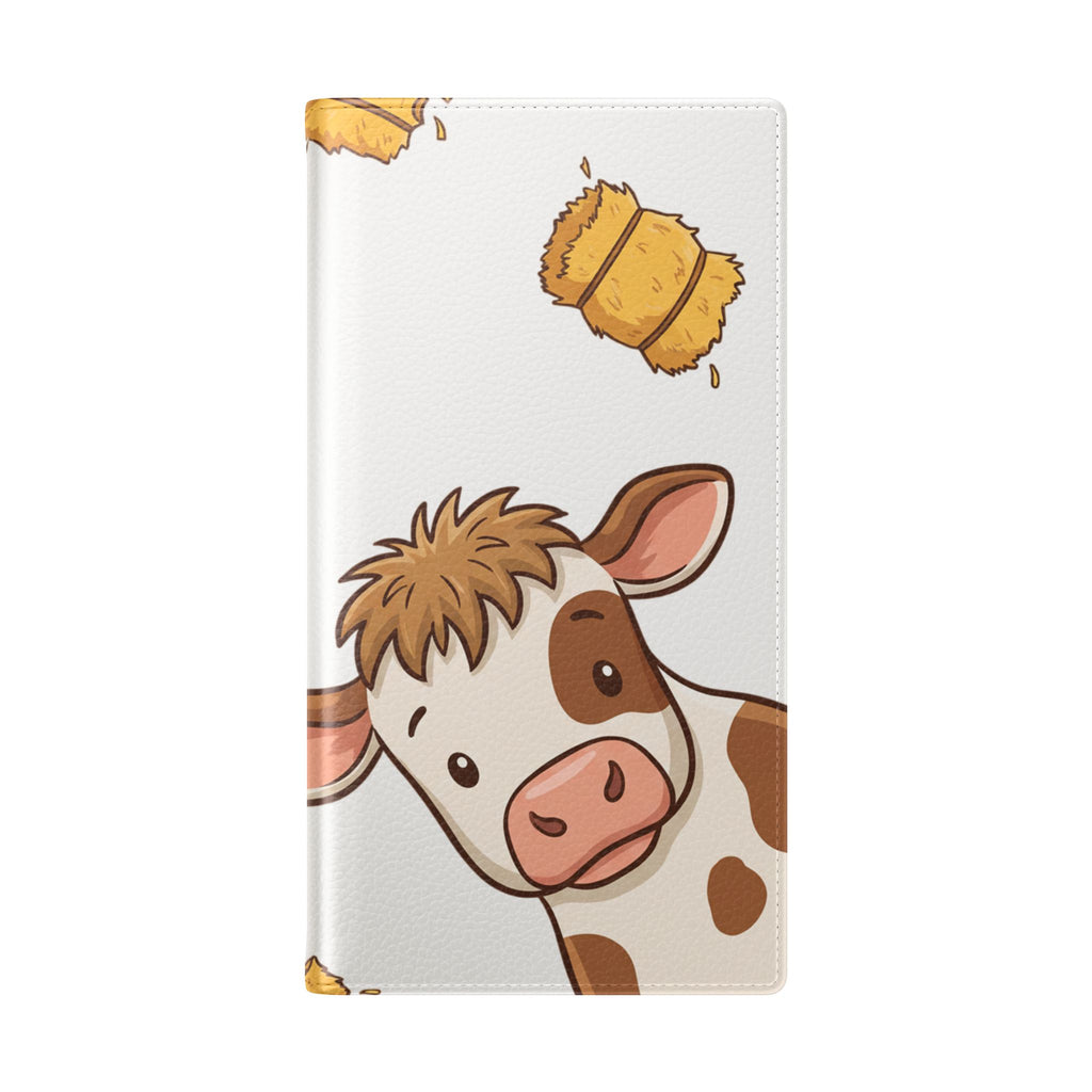 Cow & Hay Pattern Flip Case/ Cute Farm Animal Phone Wallet