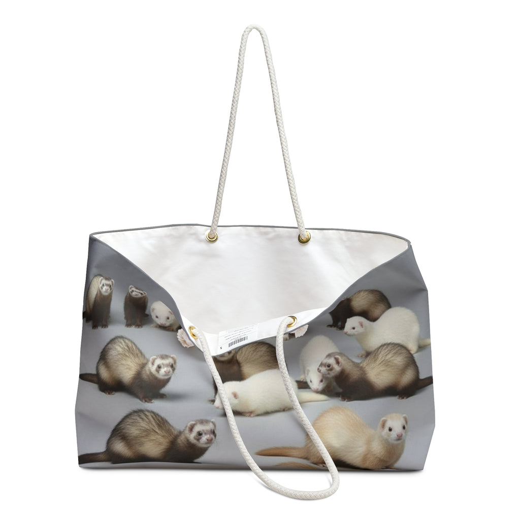 Weekender Bag/Ferret Pattern / Cute Ferret Travel Tote