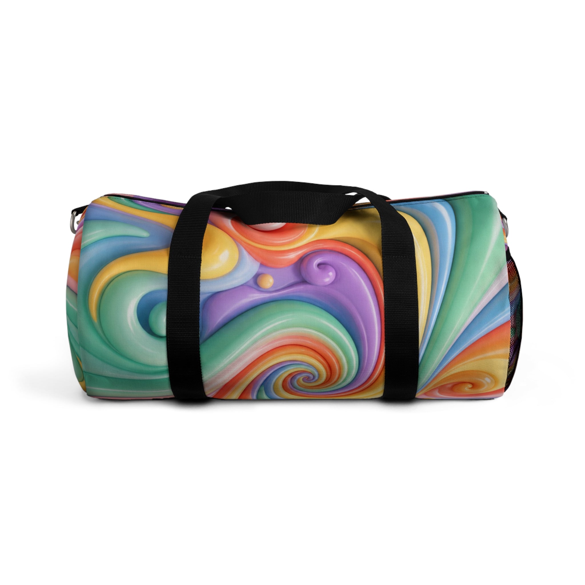 Colorful Swirl Duffel Bag — Retro Rainbow Travel & Gym Bag