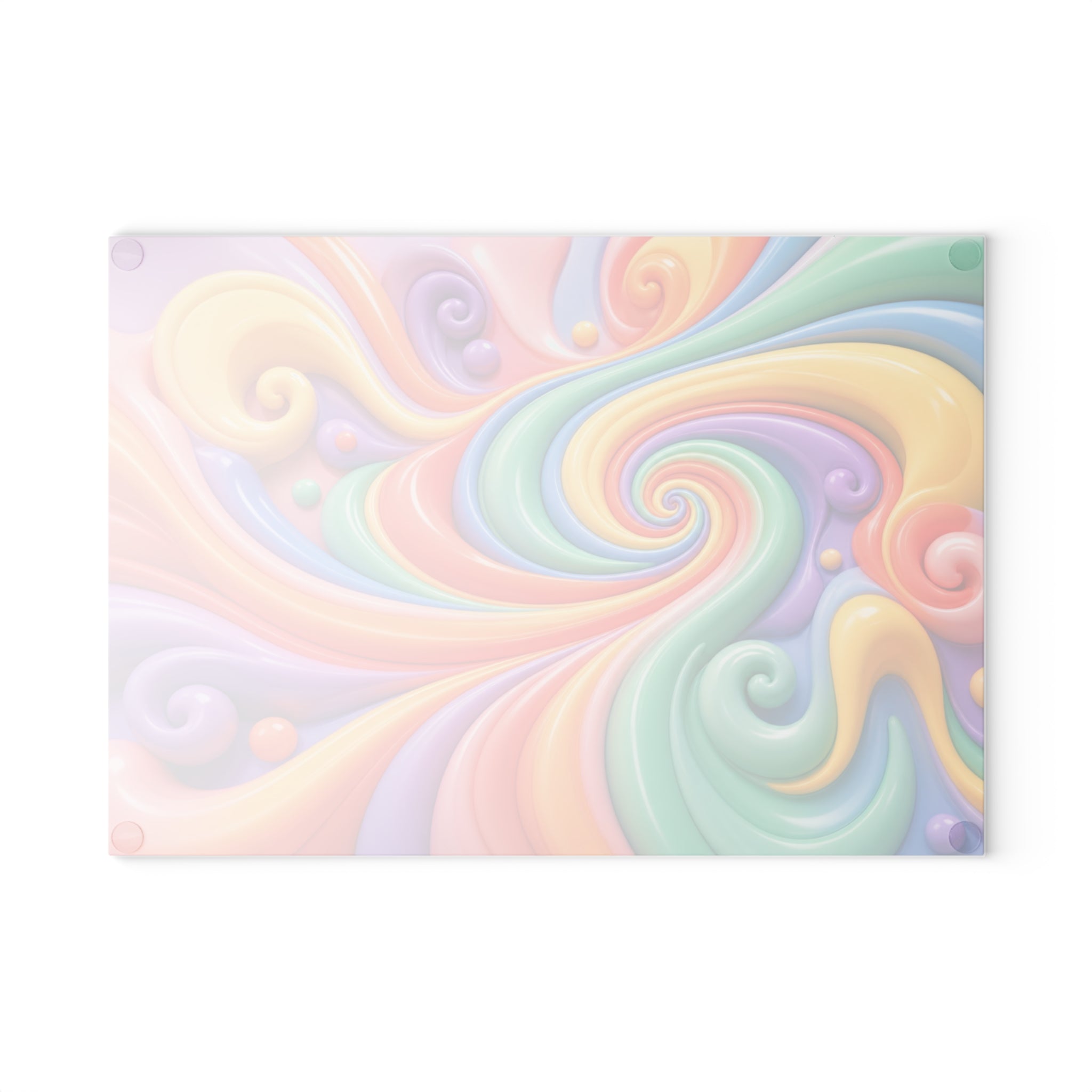 Rainbow Swirl Glass Cutting Board | Pastel Spiral Kitchen Decor