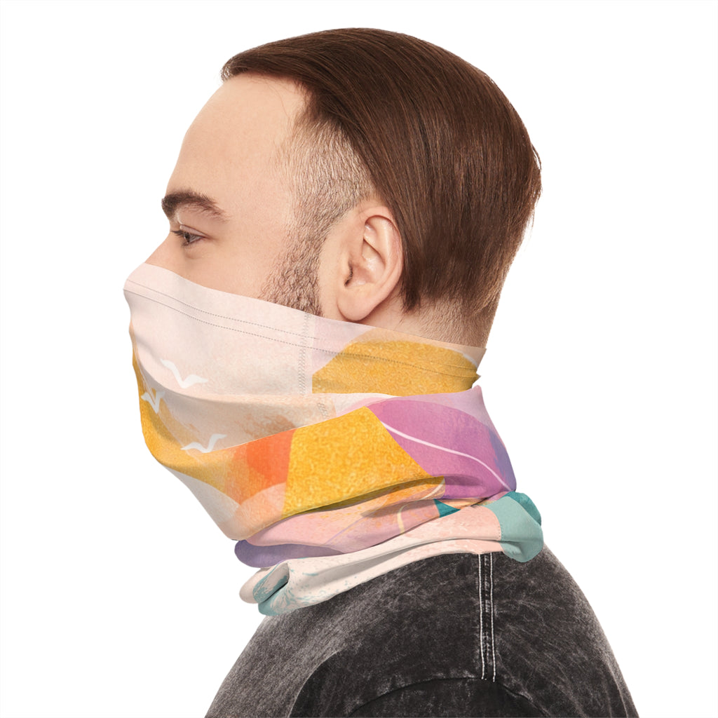 Abstract Sunset Wave Neck Gaiter | Pastel Mountain Beach Scarf