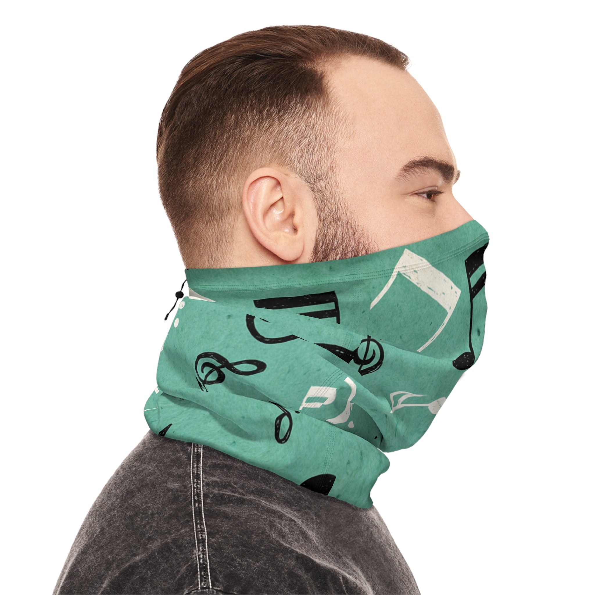 Music Notes Neck Gaiter | Winter Neck Gaiter With Drawstring
