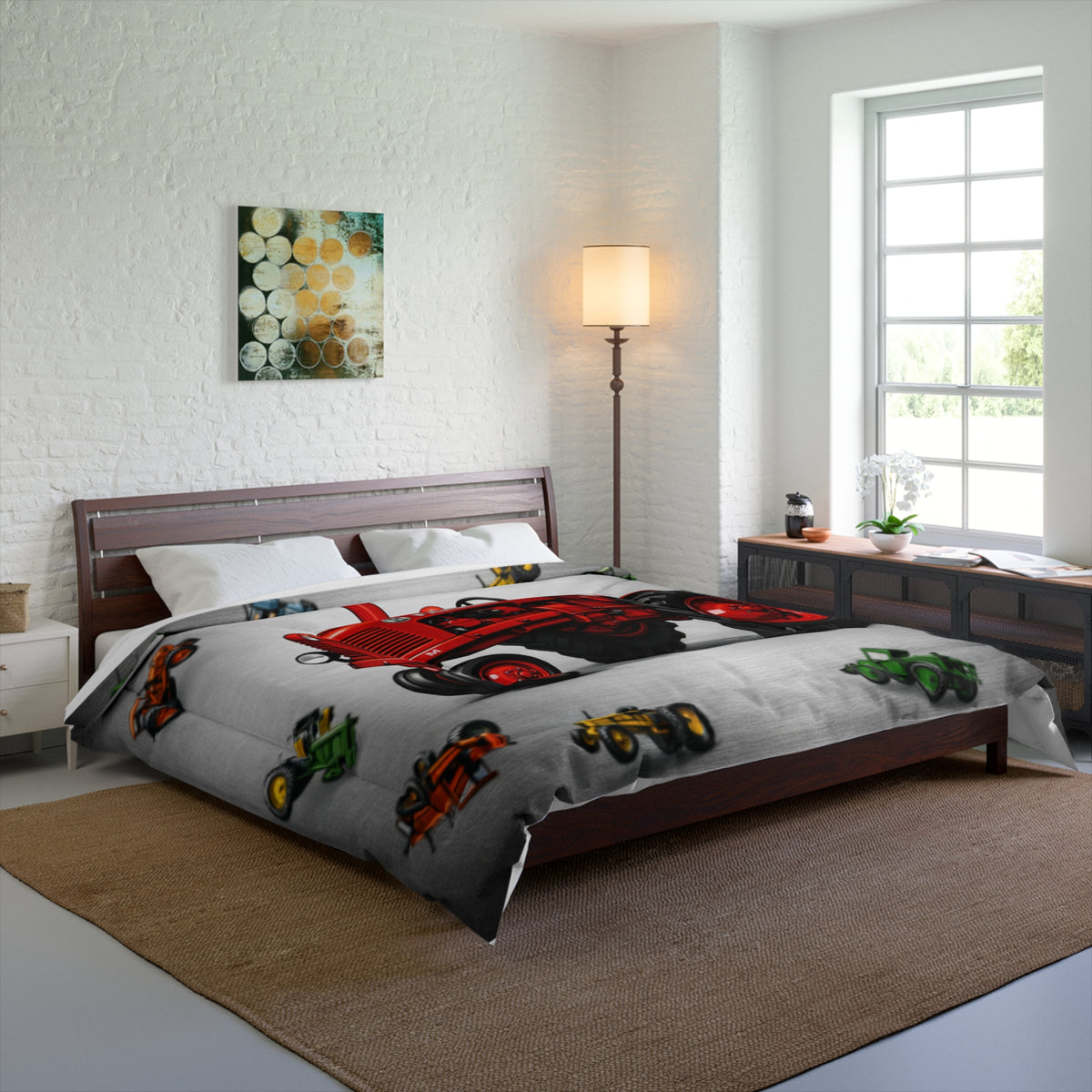 Vintage Farmall Tractor Comforter | Red Tractor Bedding, Farm Decor