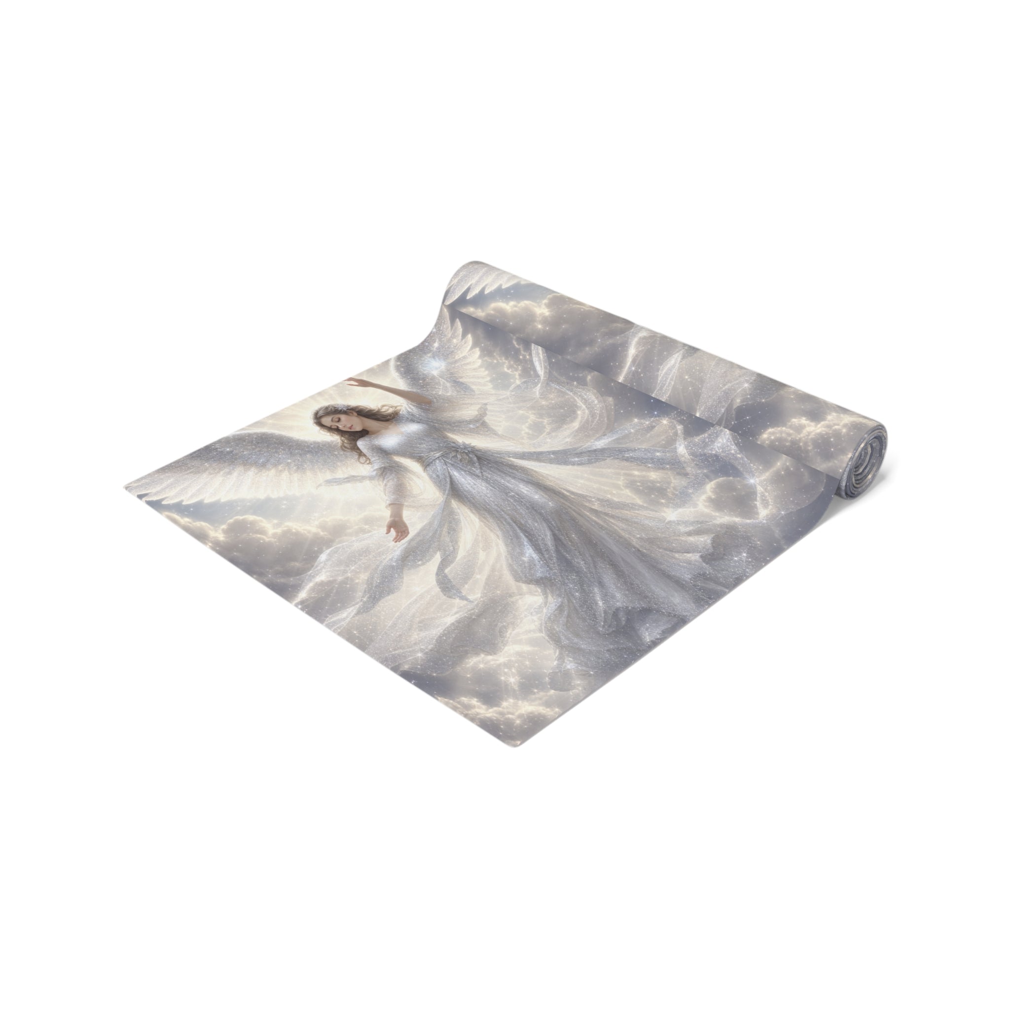 Sparkly White Angels Table Runner | Cotton Poly Blend