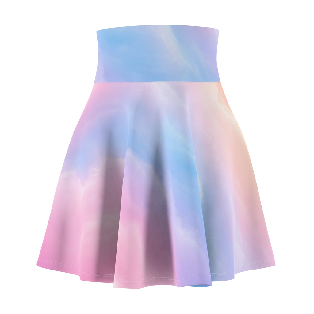Pastel Cloud Watercolor Skater Skirt - Pink & Blue