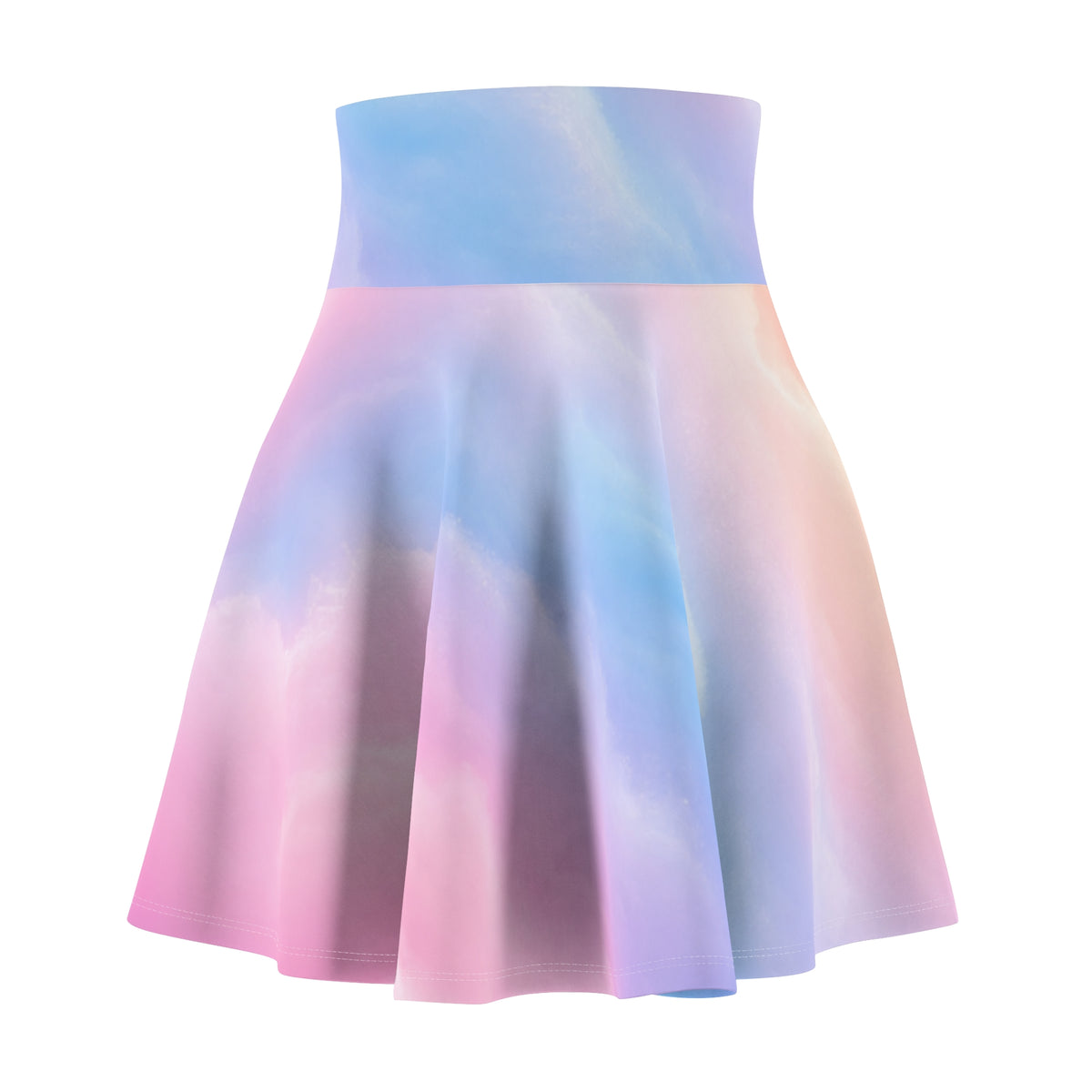 Pastel Cloud Watercolor Skater Skirt - Pink & Blue