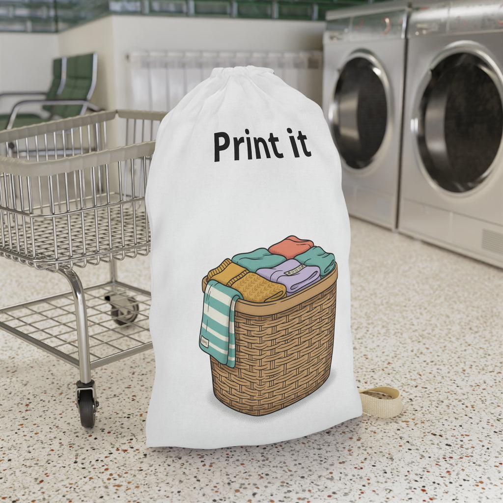 Laundry Basket Illustration Laundry Bag | Printed Canvas Laundry Sack