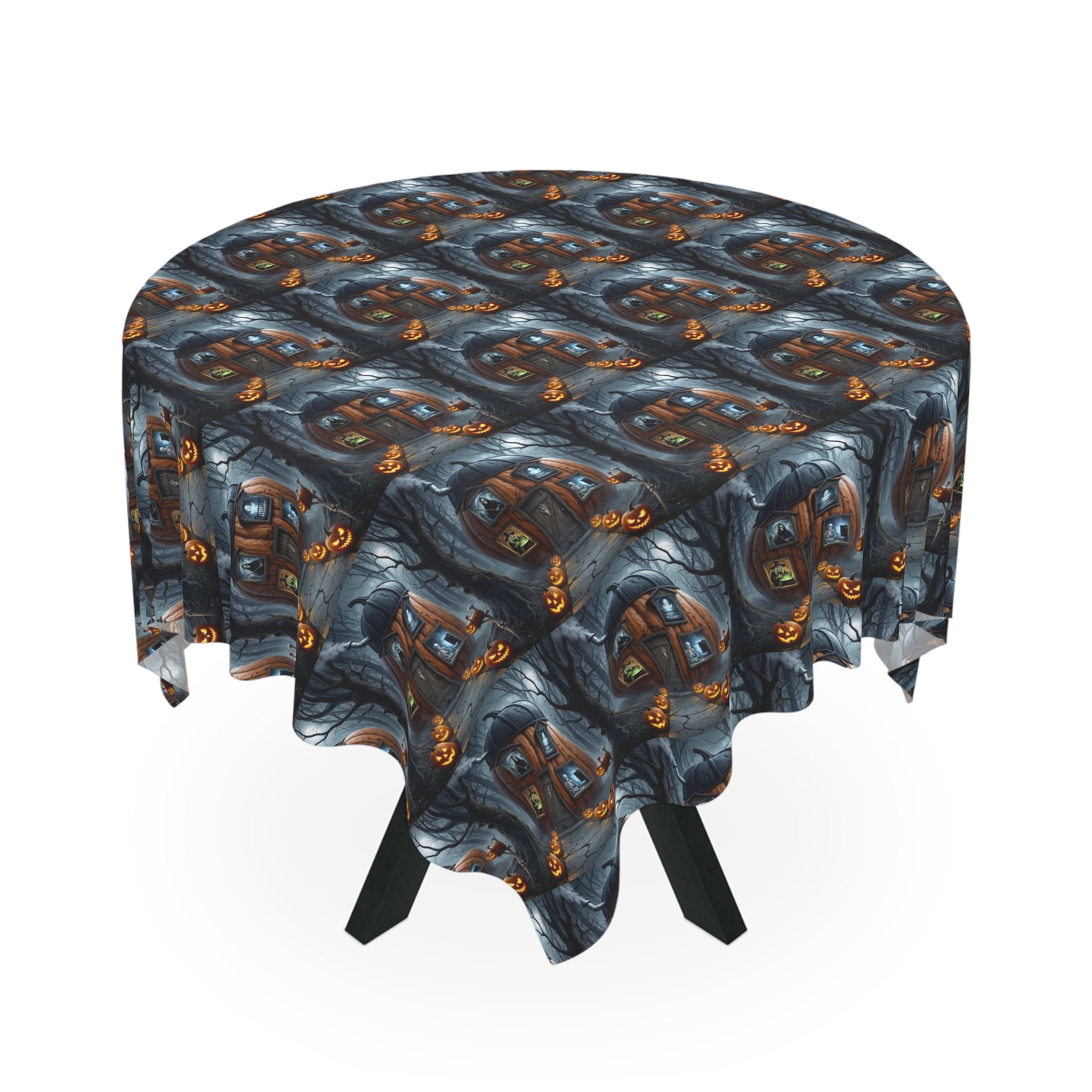 Gothic Pumpkin Pattern Tablecloth / Spooky Halloween Harvest Decor