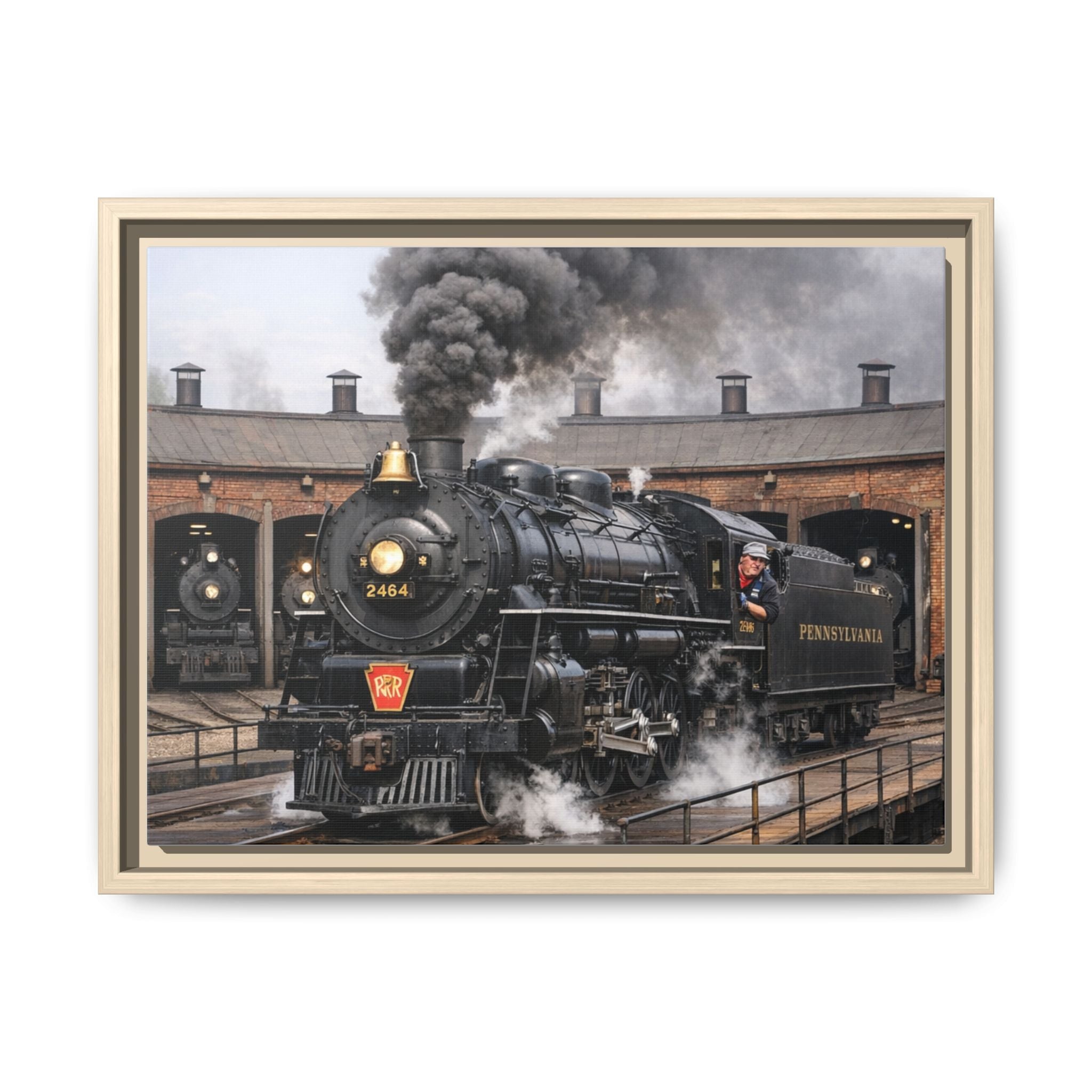 Framed Steam Train/Matte Canvas60 (Multi-color)