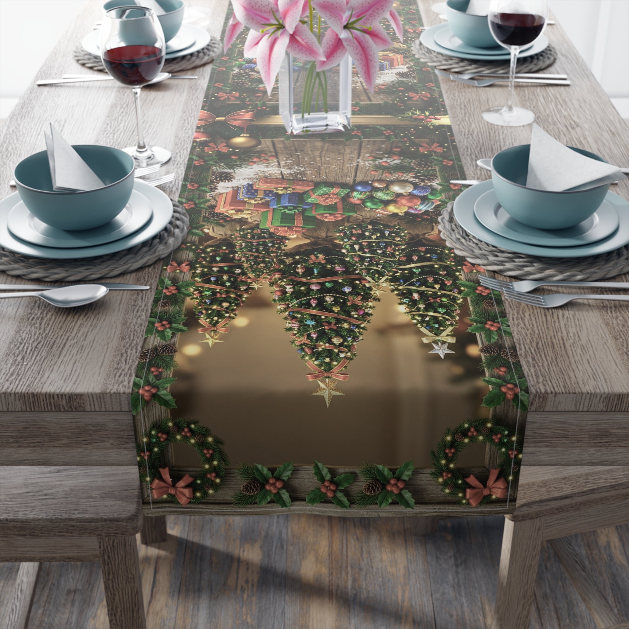 Christmas Tree Table Runner | Holiday Dining Decor