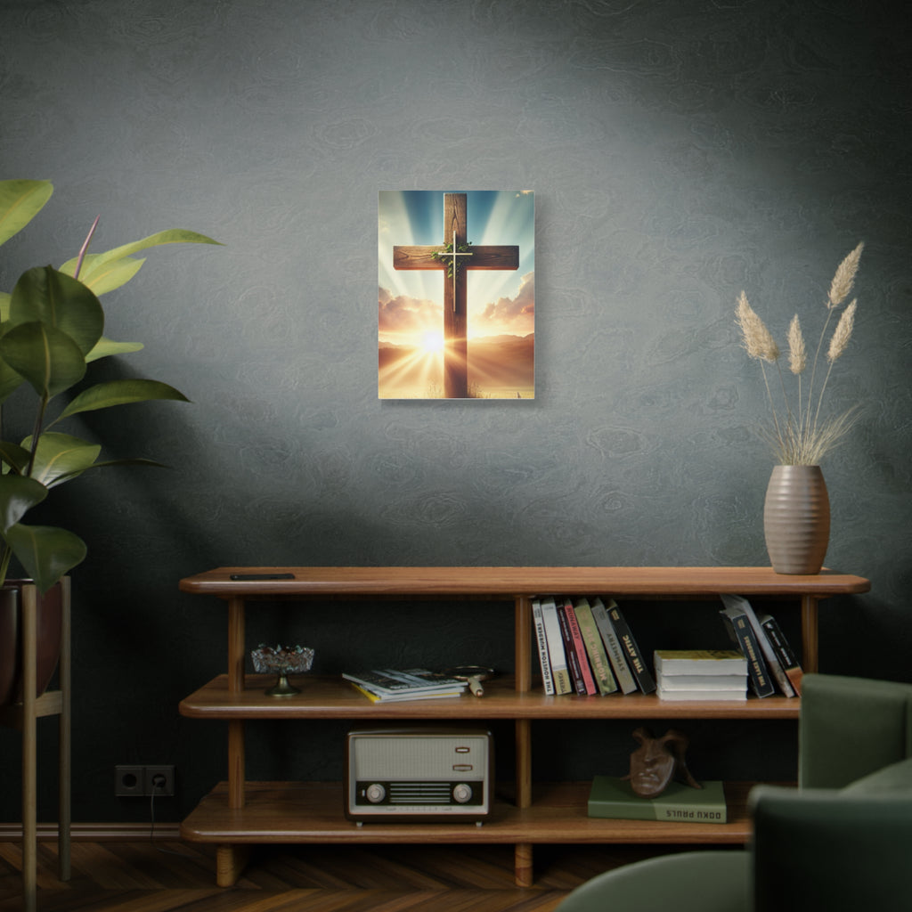 Sunrise Cross Matte Canvas Wall Art / Christian Inspirational Religious Home Decor