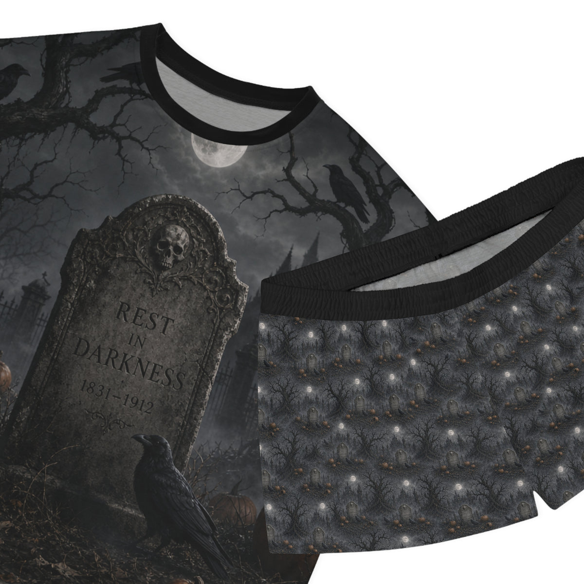 Rest in Darkness Tombstone Pajama Set | Halloween Sleepwear