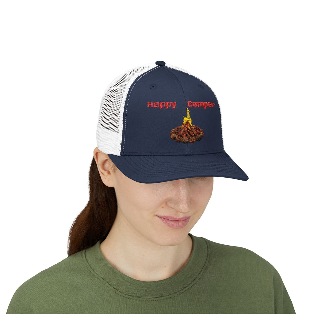 Happy Camper campfire Embroidered Snapback Cap | Trucker hat