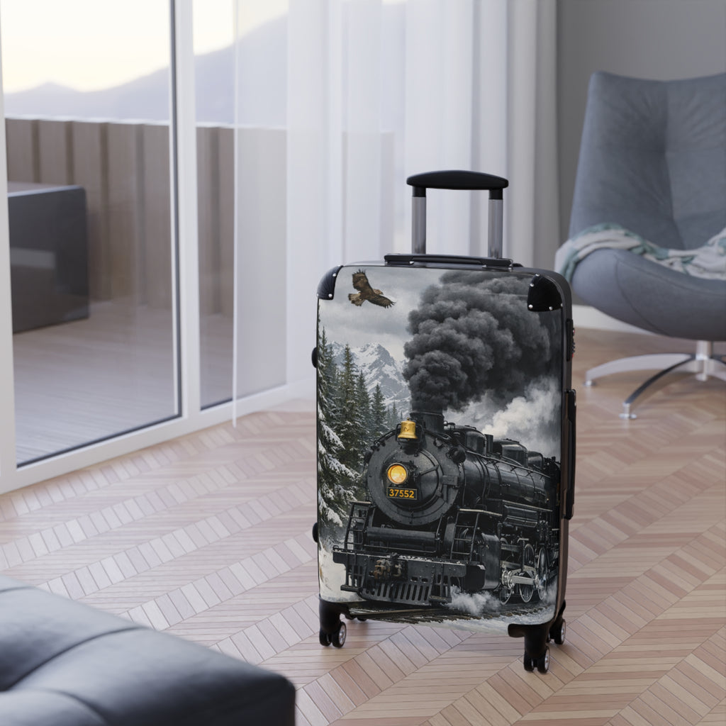 Vintage Steam Locomotive Suitcase | Train Travel Luggage