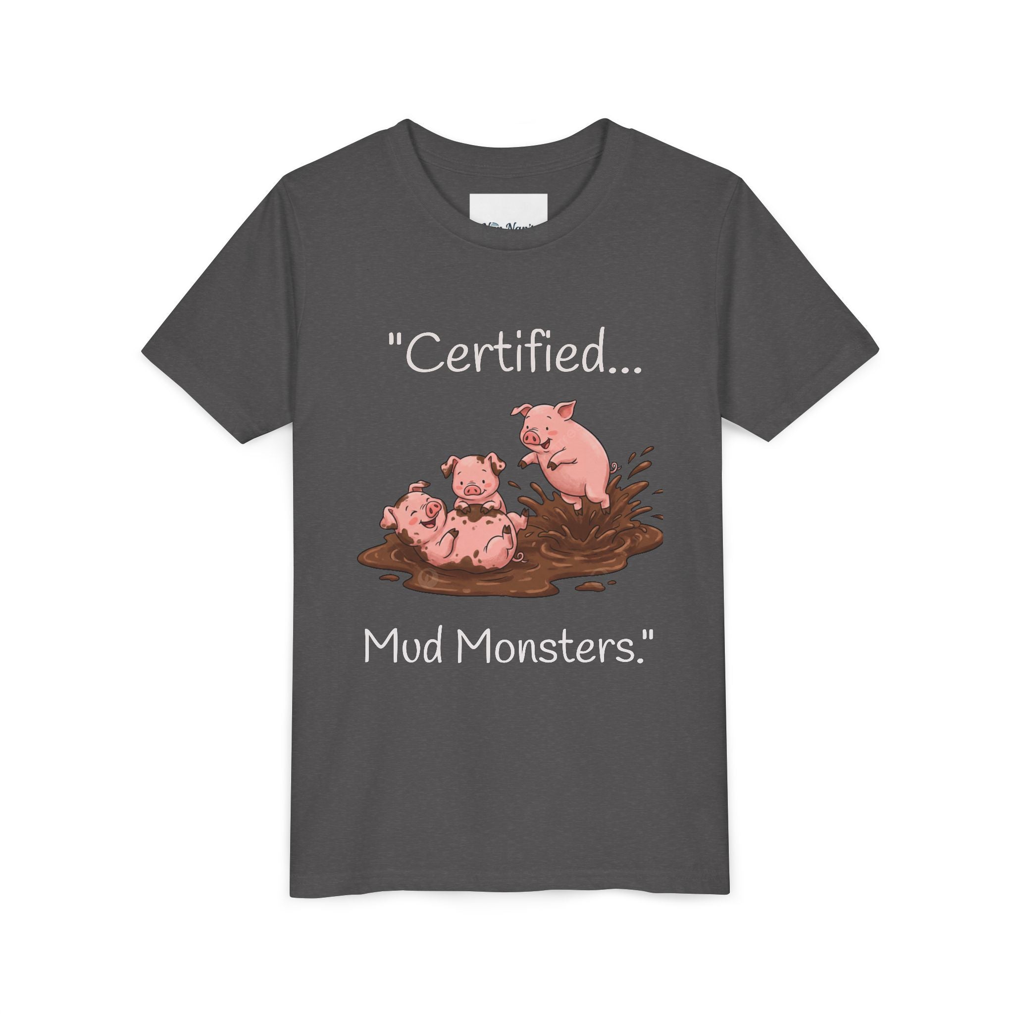 Youth Tee / "Certified Mud Monsters" Playful Piglets Graphic