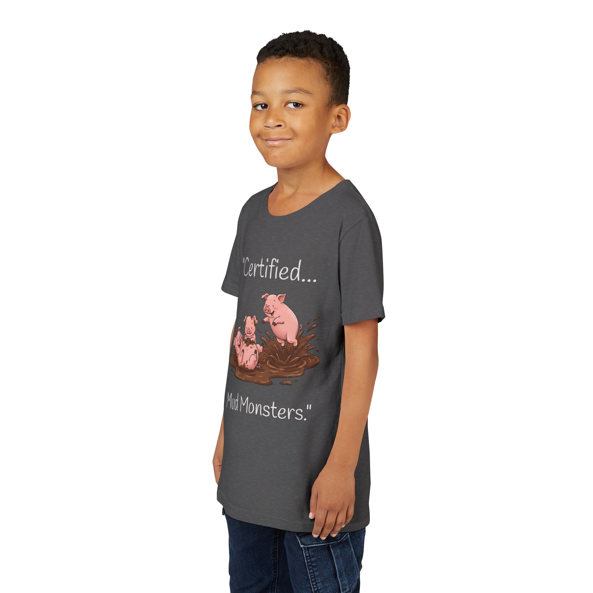 Youth Tee / "Certified Mud Monsters" Playful Piglets Graphic