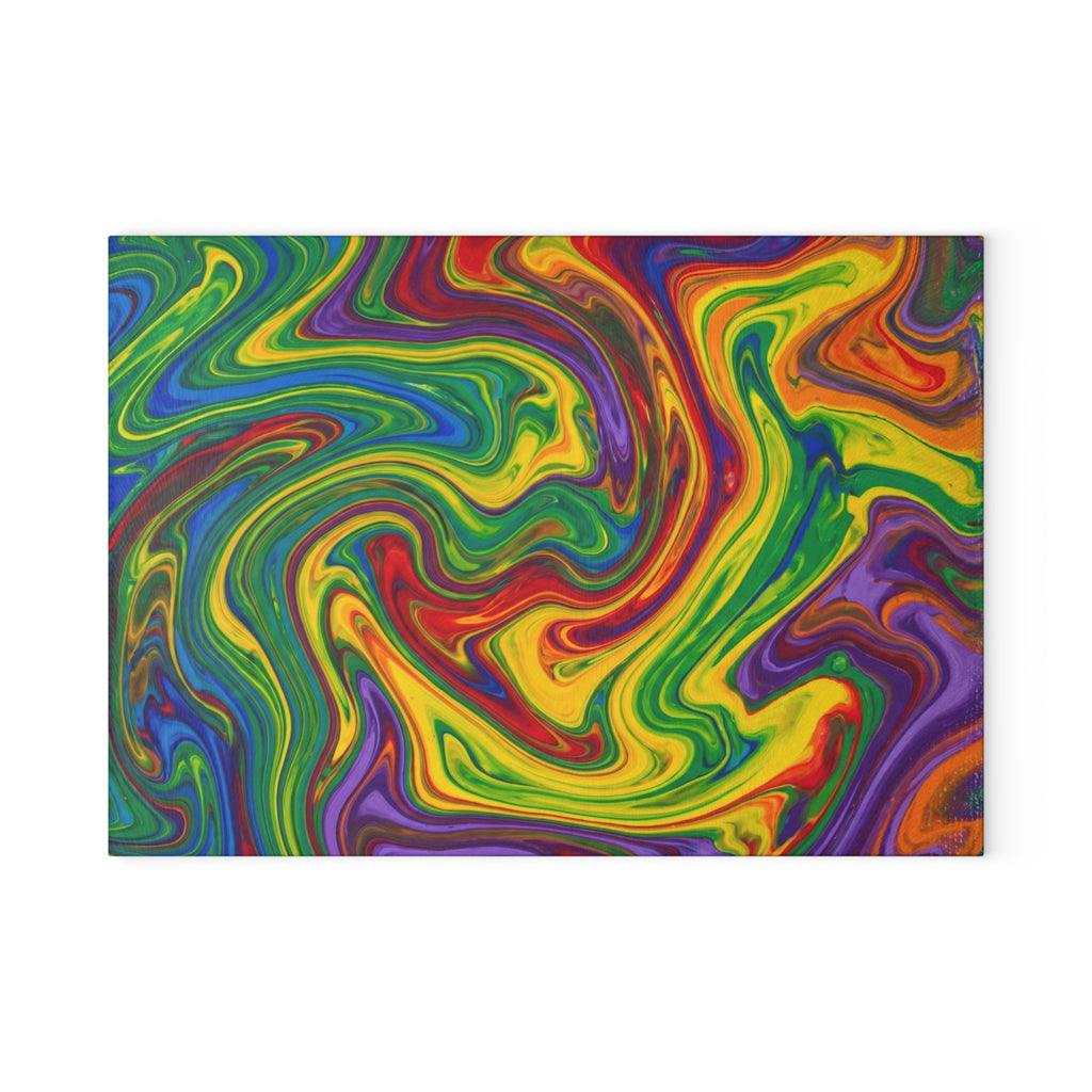 Paint Swirl Glass Cutting Board | Colorful Abstract Kitchen Decor