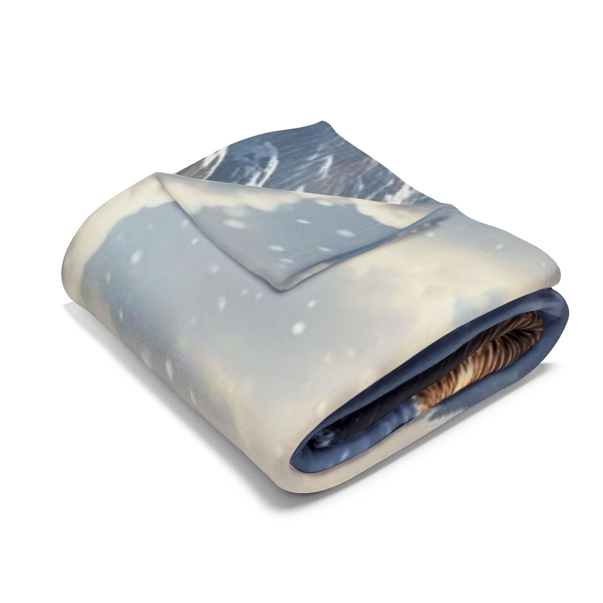 Bear Catching Salmon, Fleece Blanket | Steam Train Winter Landscape