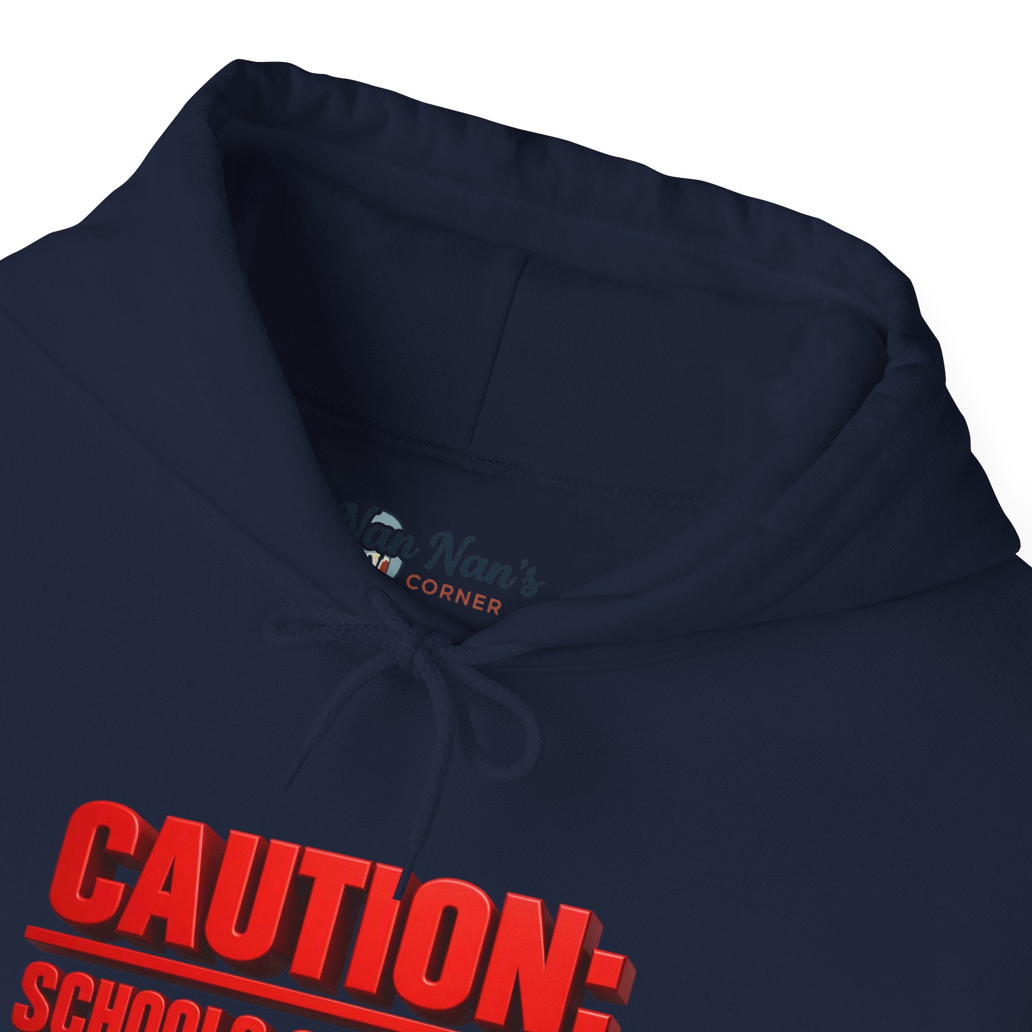 Hoodie — "CAUTION: Schools Starting, Re-Installing Brain" Back-to-School Graphic Hoodie